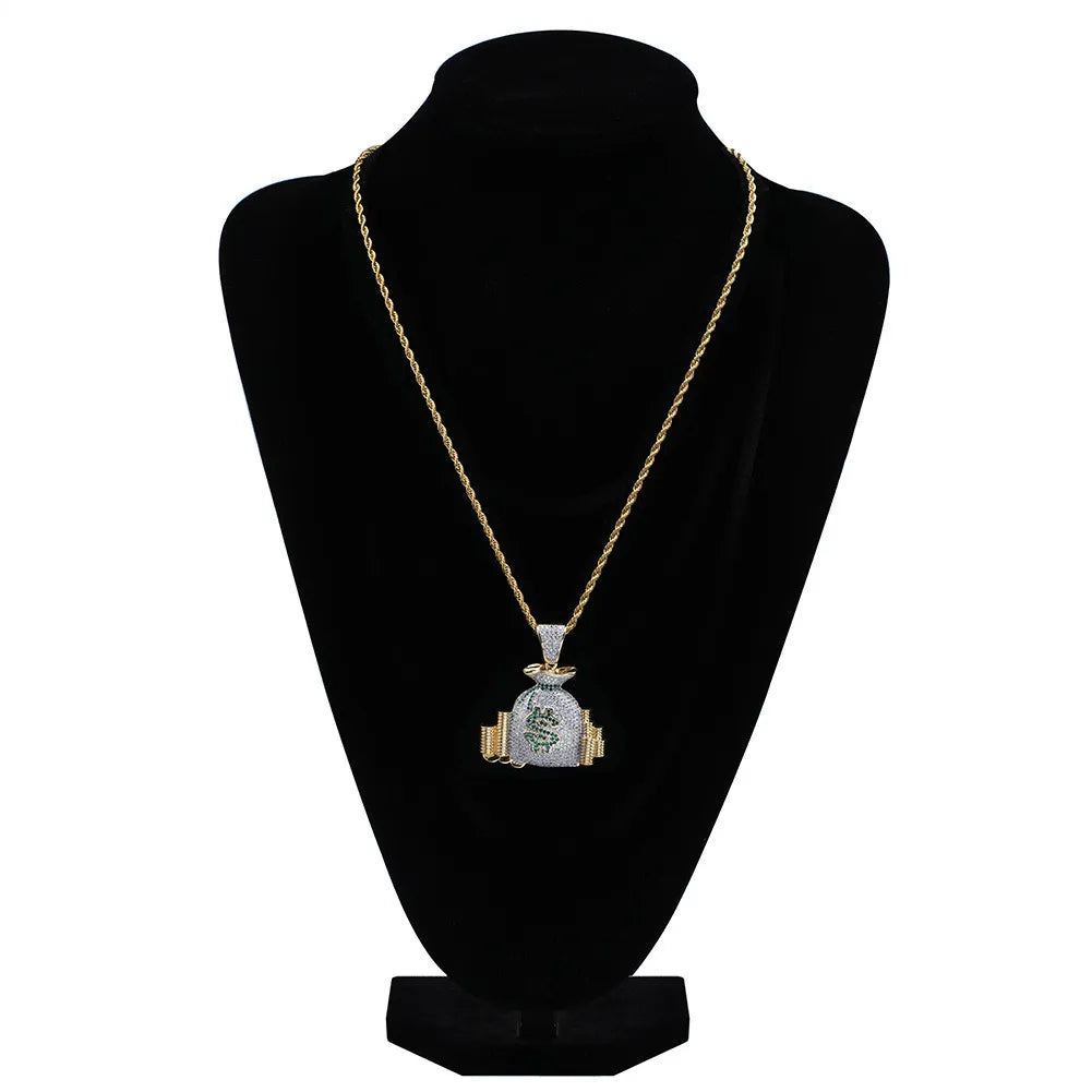 Iced Out Money Bag Pendant