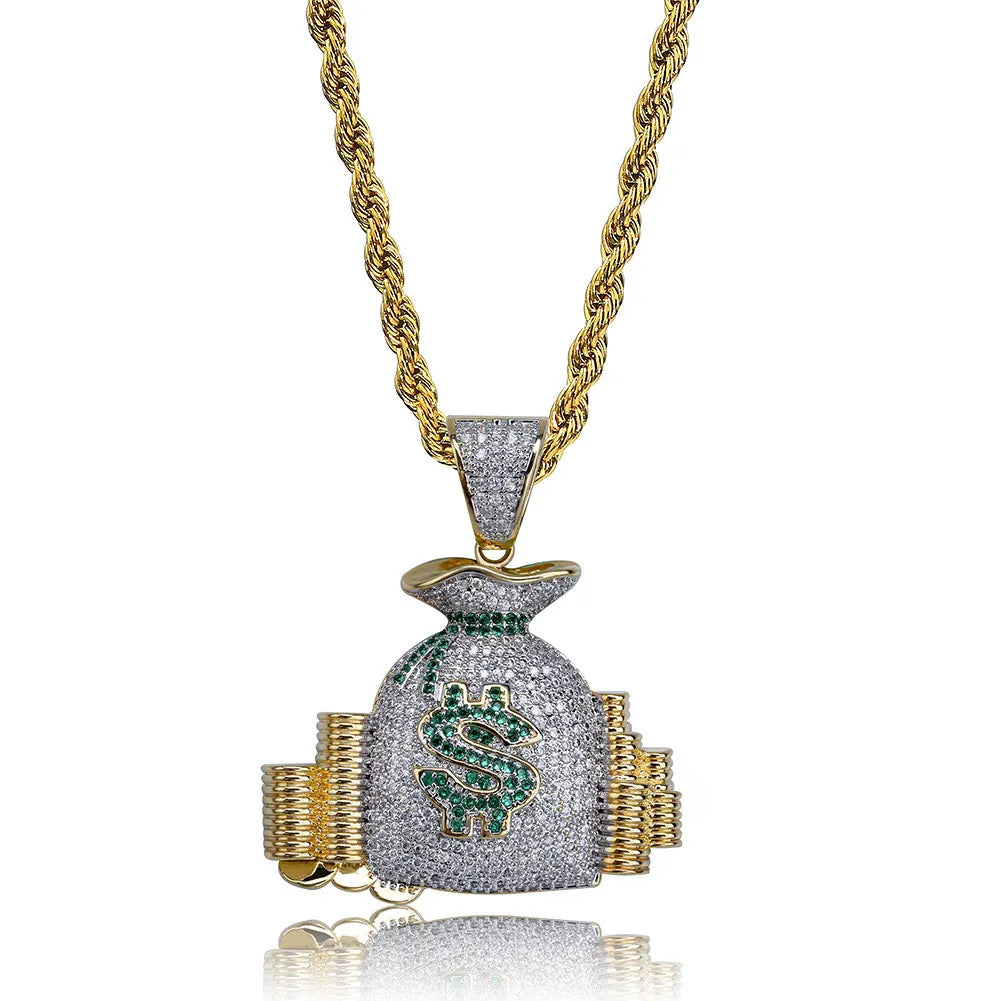 Iced Out Money Bag Pendant
