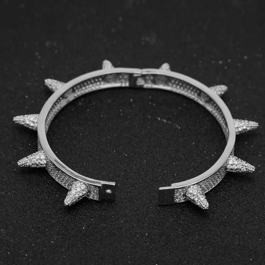 Iced Out Micro Pave Rivet Bangles – Gold or Silver
