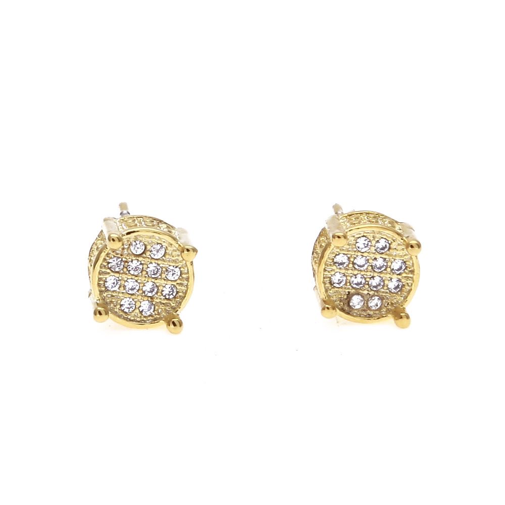Iced Out Round Screw Back Earrings – Gold or Silver