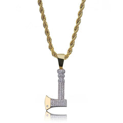 Iced Out Axe Pendant & Necklace (24" Chain)