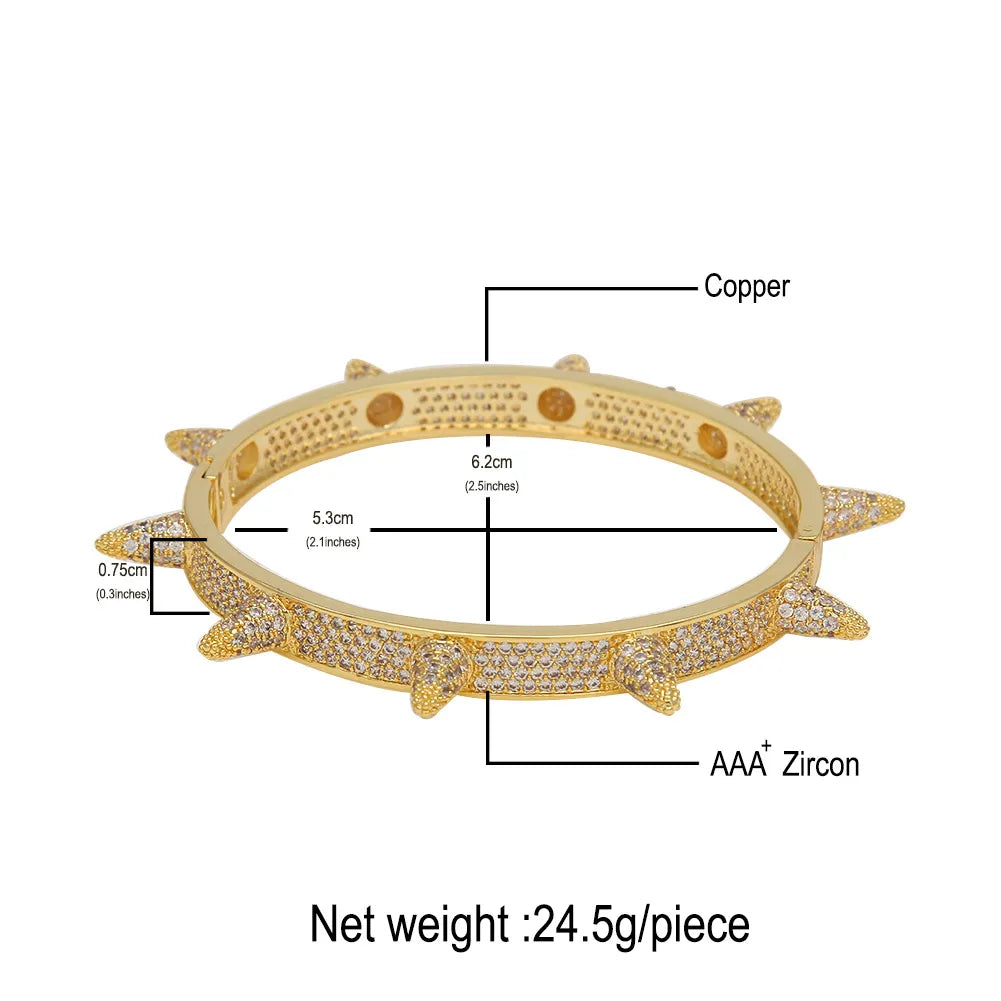 Iced Out Micro Pave Rivet Bangles – Gold or Silver
