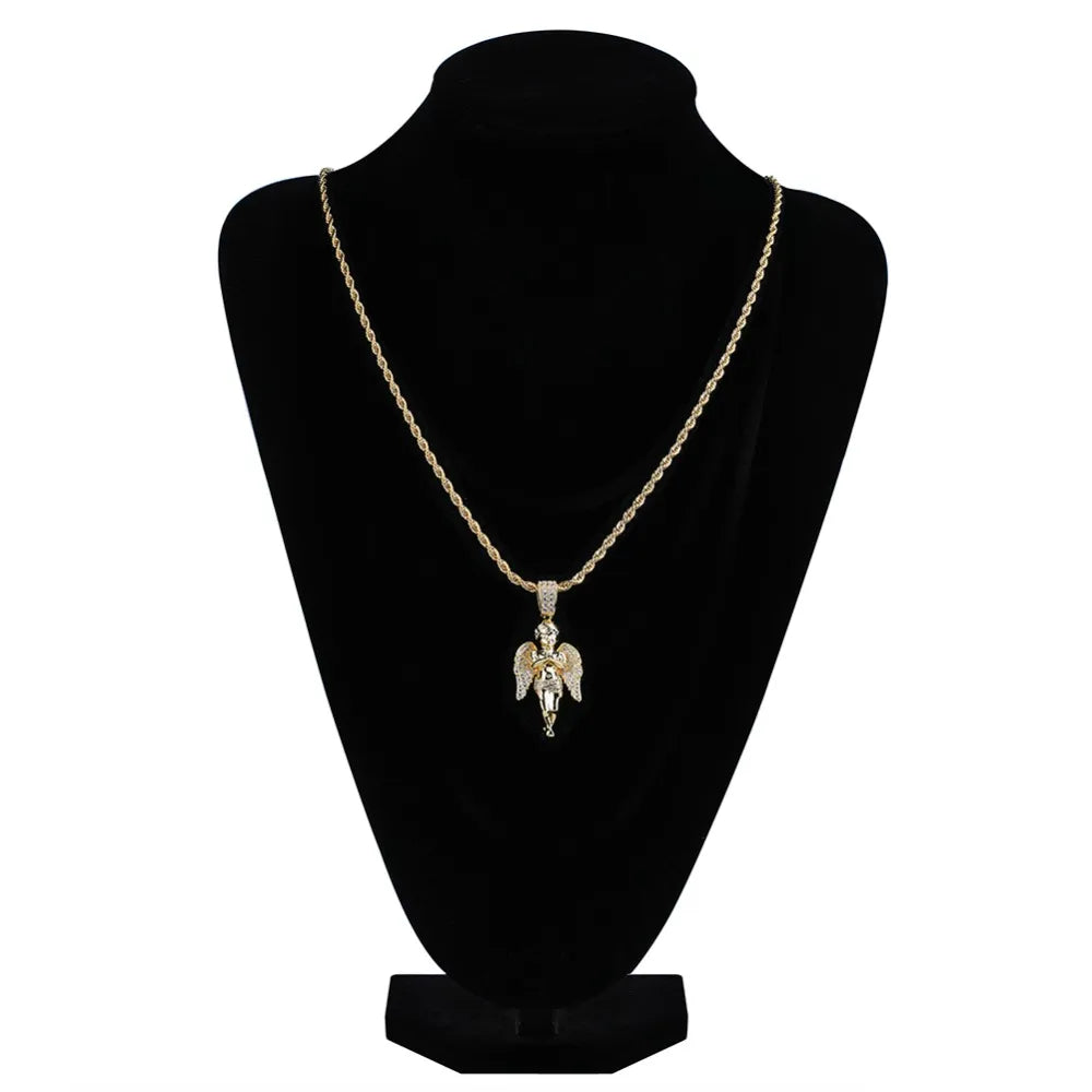 Iced Out Angel Pendant & Necklace