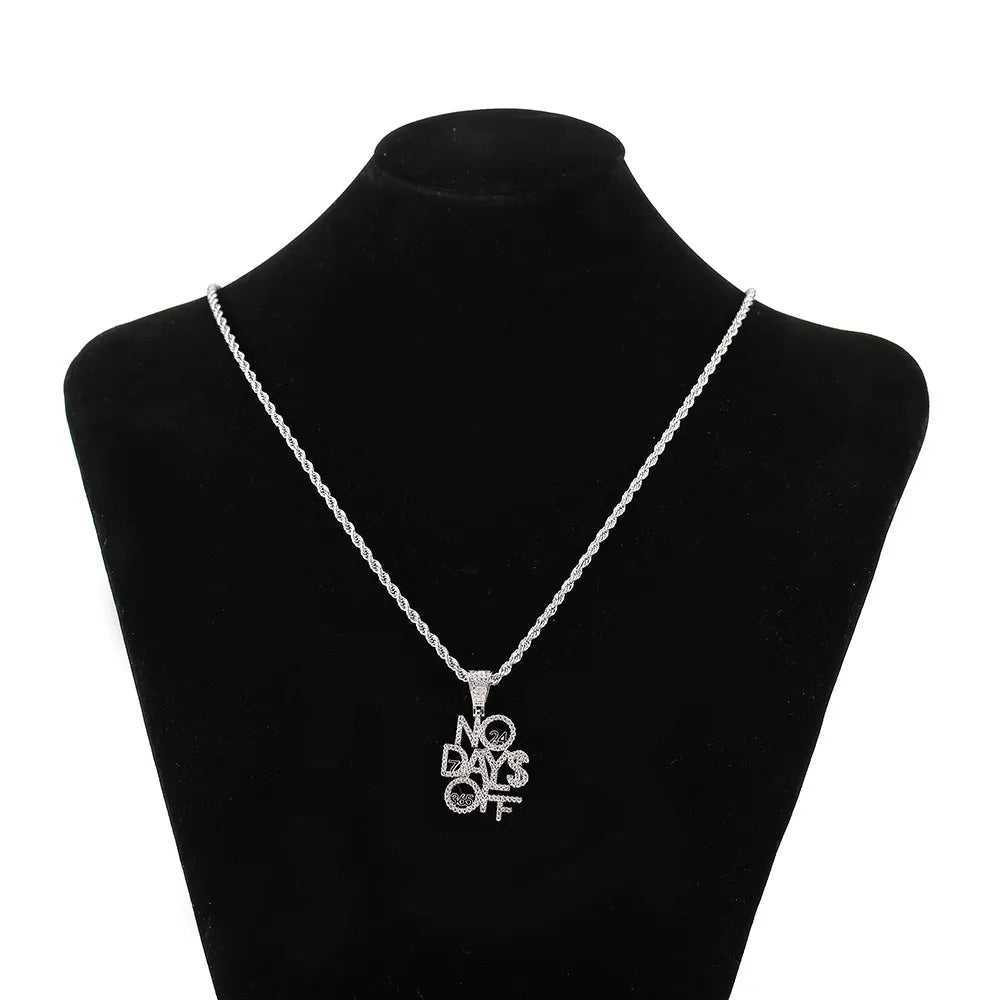 Iced Out No Days Off Pendant & Necklace – Gold or Silver