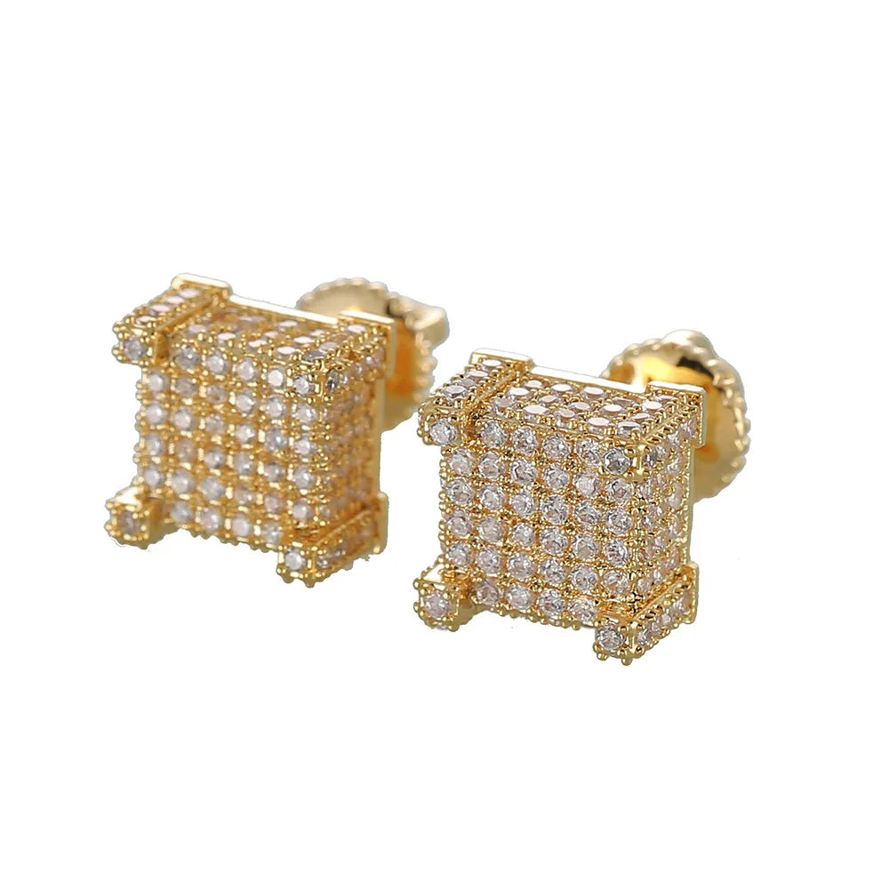 Iced Out Square Stud Earrings