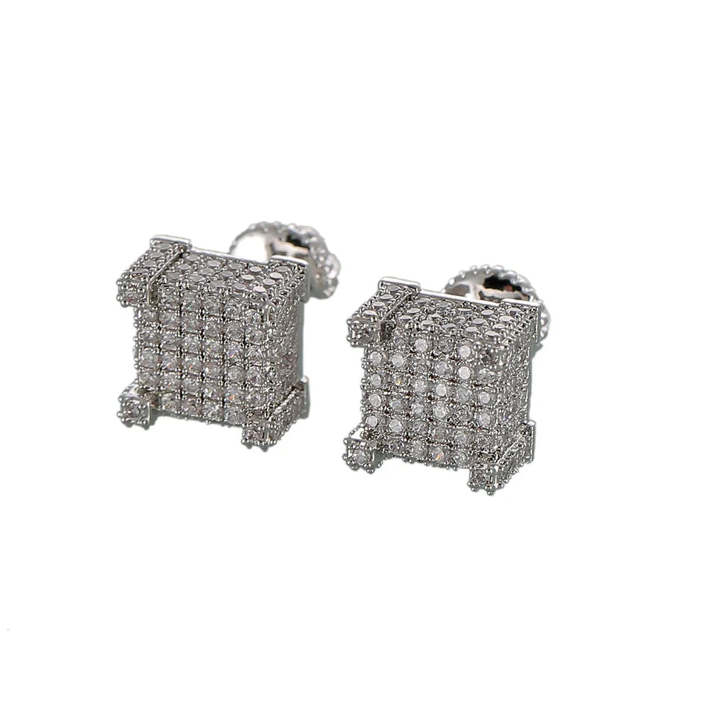Iced Out Square Stud Earrings