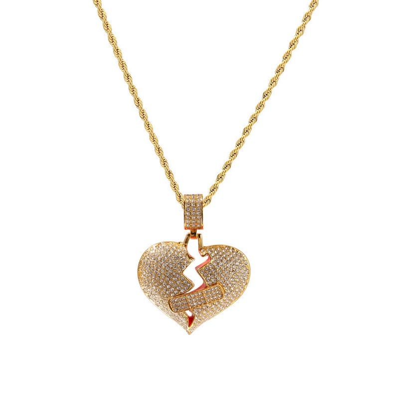 Iced Out Broken Heart Pendant