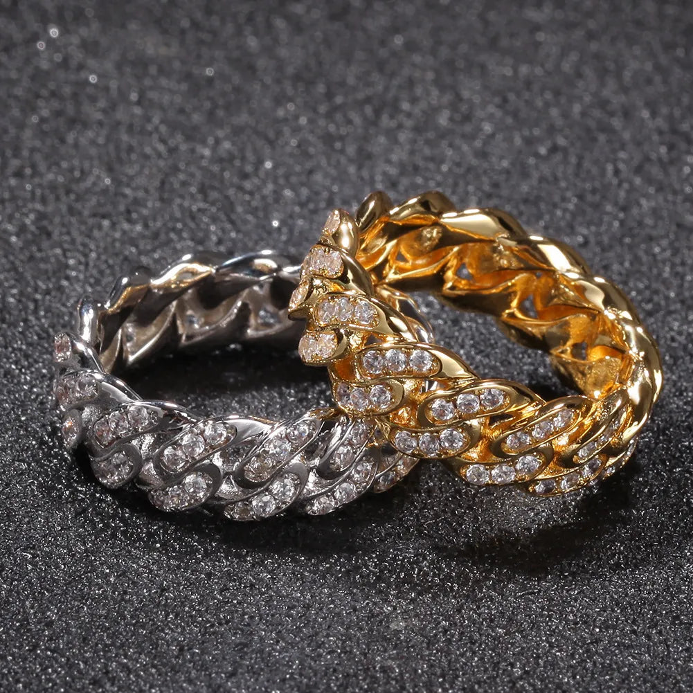 8mm Iced Out Cuban Link Ring