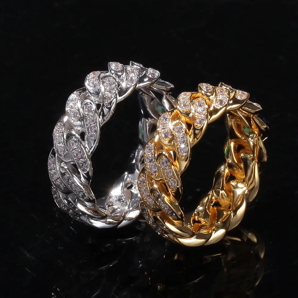 8mm Iced Out Cuban Link Ring