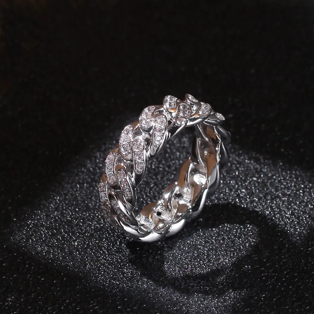 8mm Iced Out Cuban Link Ring