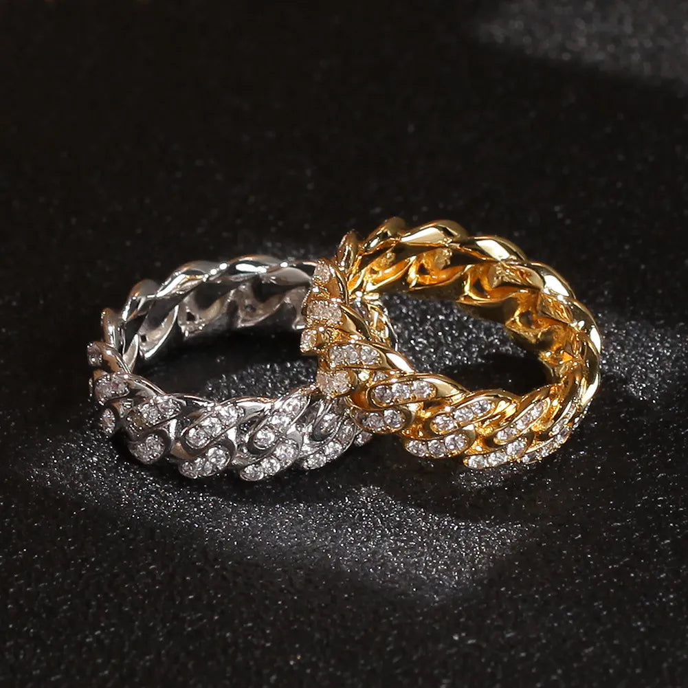 8mm Iced Out Cuban Link Ring