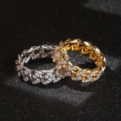 8mm Iced Out Cuban Link Ring