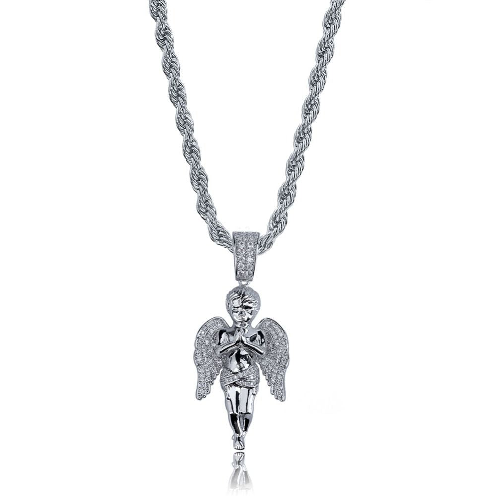 Iced Out Angel Pendant & Necklace