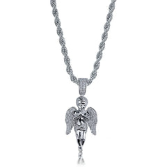 Iced Out Angel Pendant & Necklace