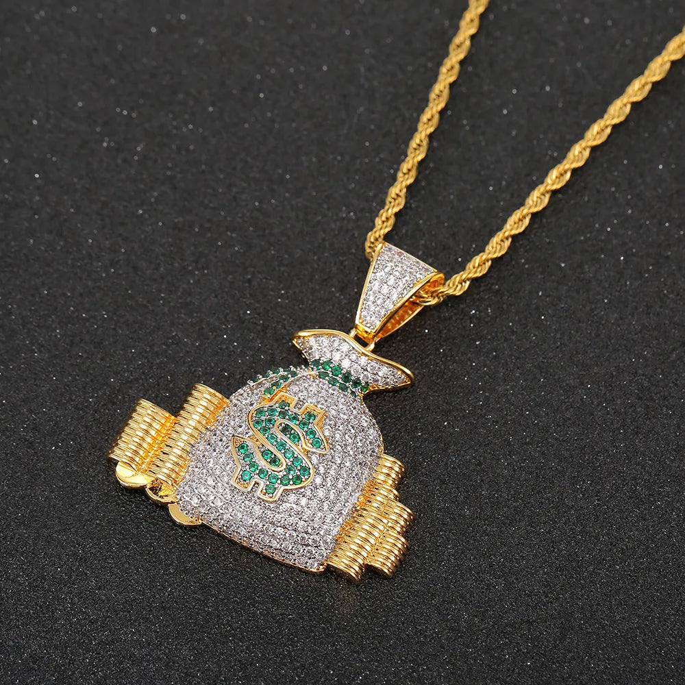 Iced Out Money Bag Pendant