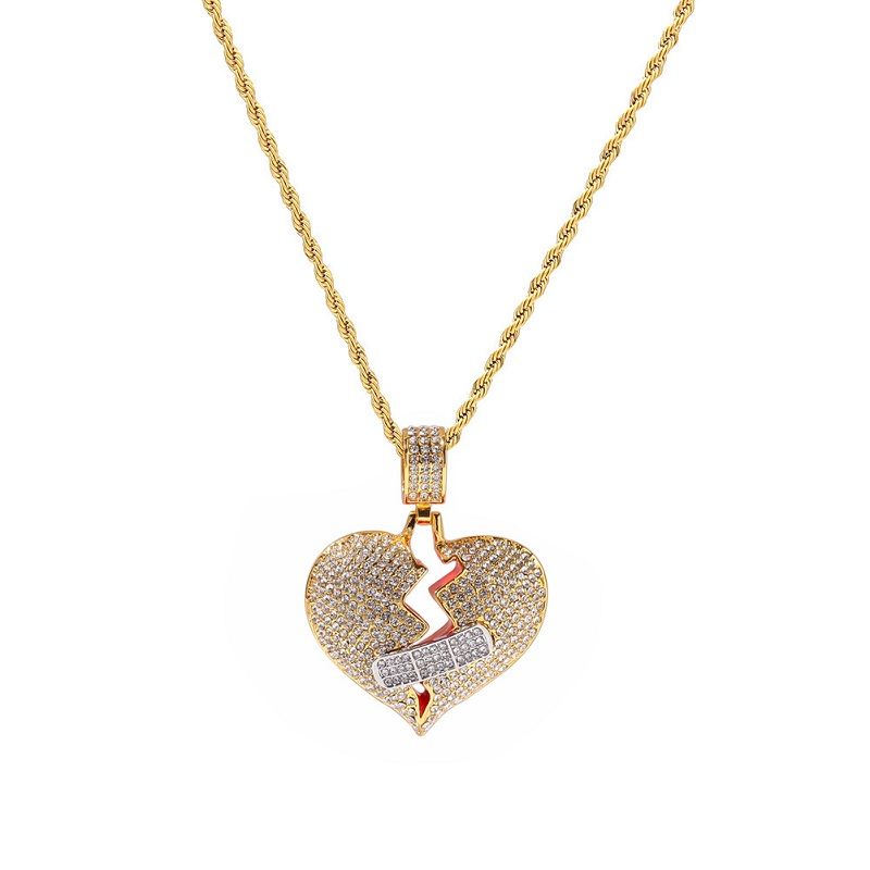 Iced Out Broken Heart Pendant
