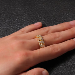 8mm Iced Out Cuban Link Ring