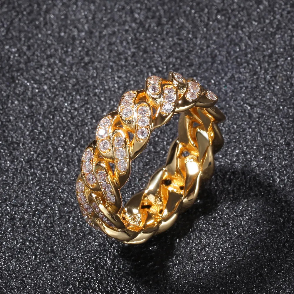 8mm Iced Out Cuban Link Ring