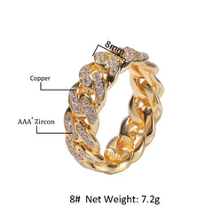 8mm Iced Out Cuban Link Ring