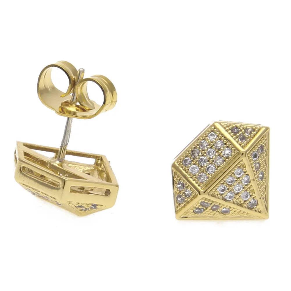 Iced Out Diamond Shaped Earrings (Cubic Zirconia)