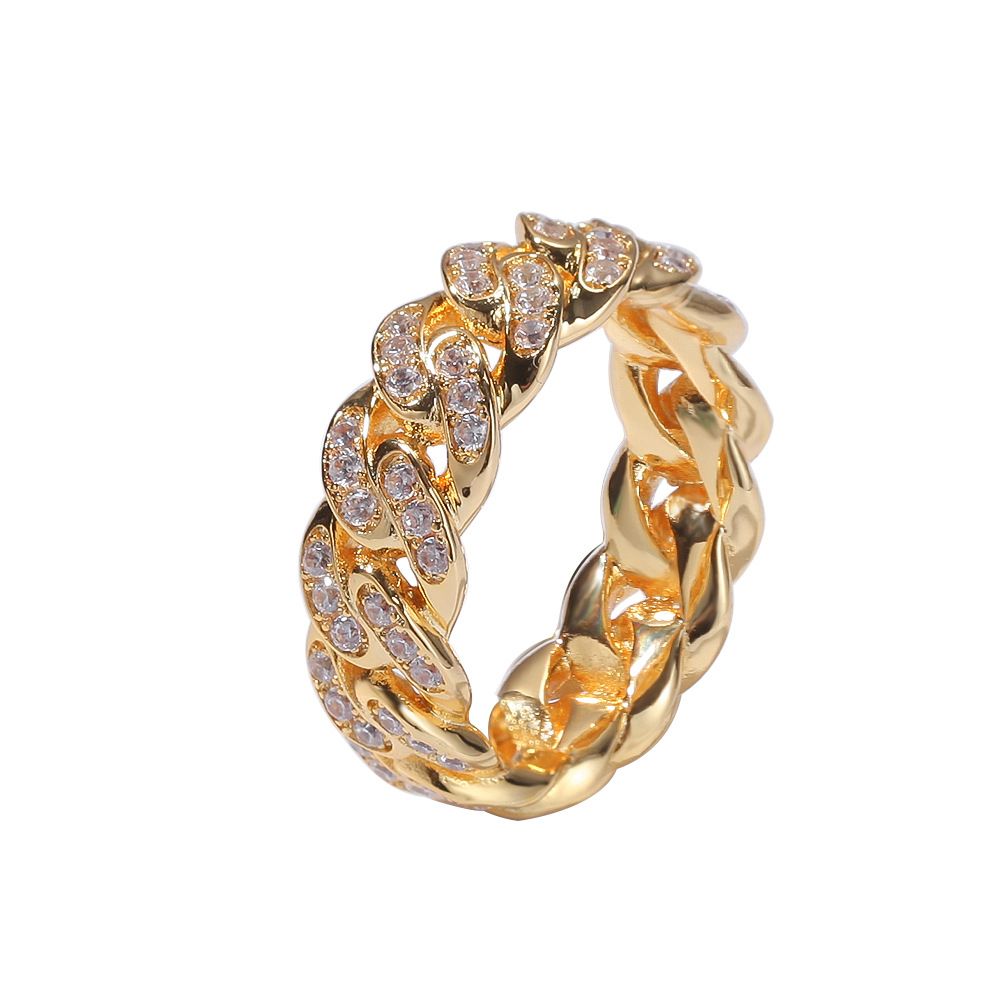 8mm Iced Out Cuban Link Ring