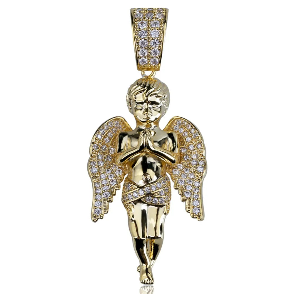 Iced Out Angel Pendant & Necklace
