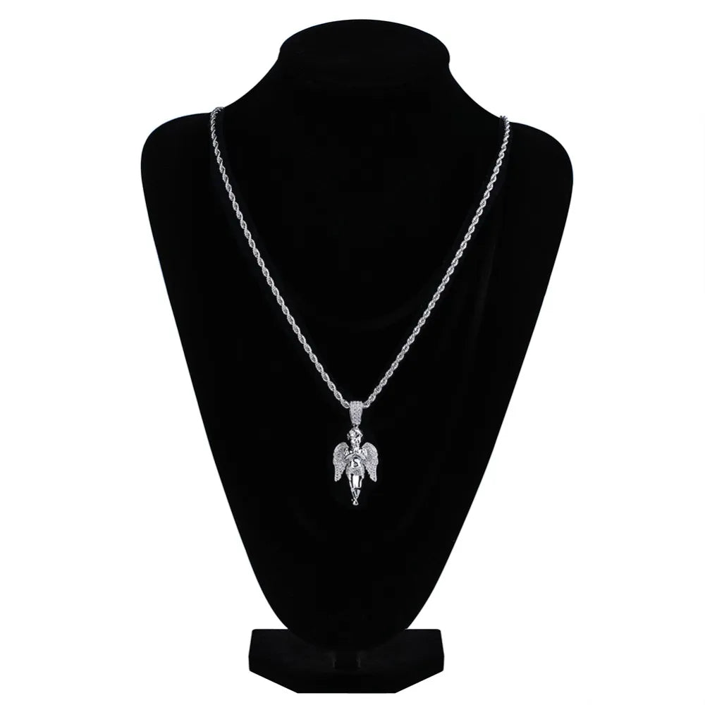 Iced Out Angel Pendant & Necklace