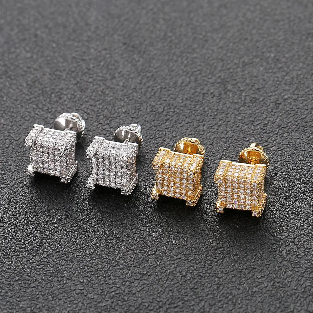 Iced Out Square Stud Earrings