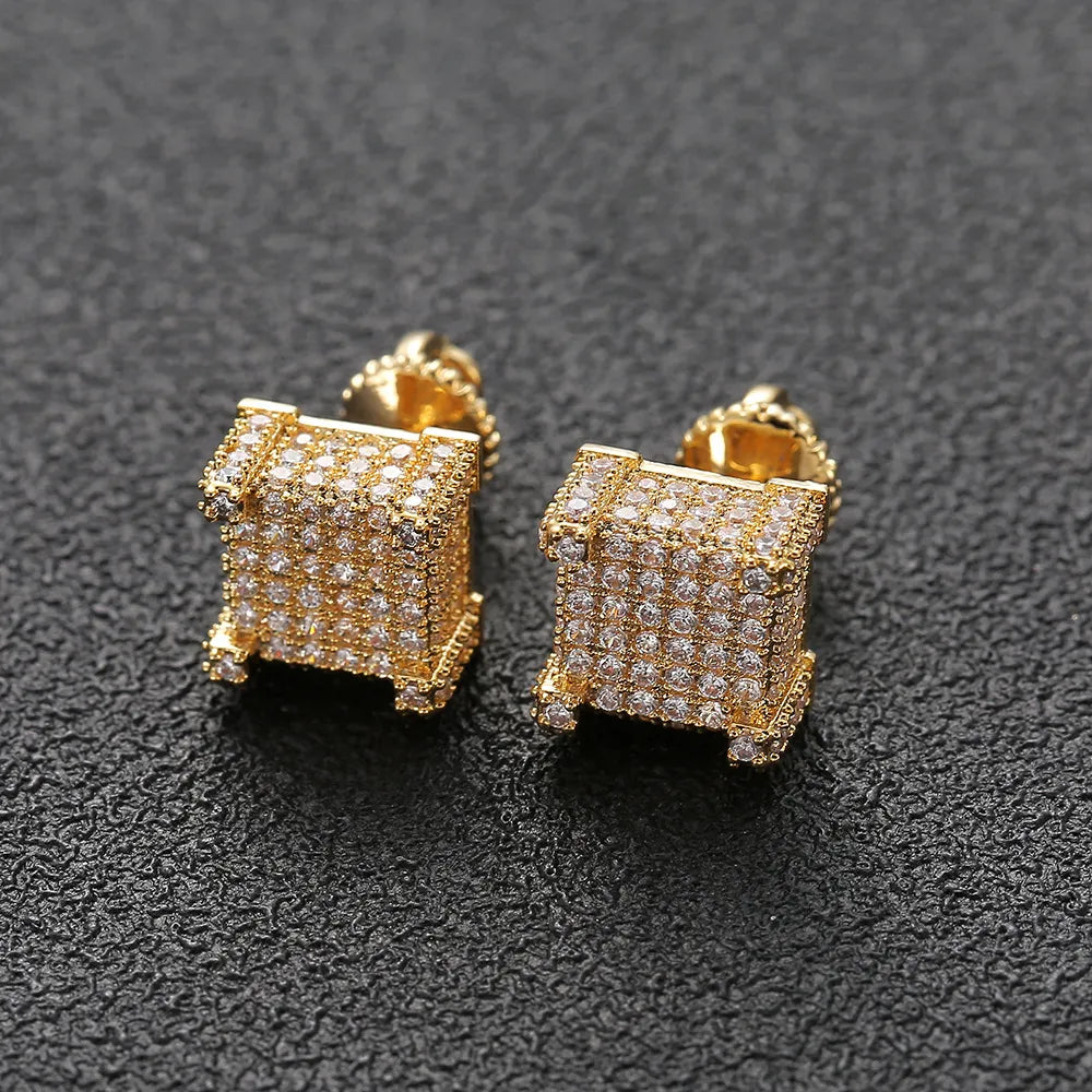 Iced Out Square Stud Earrings