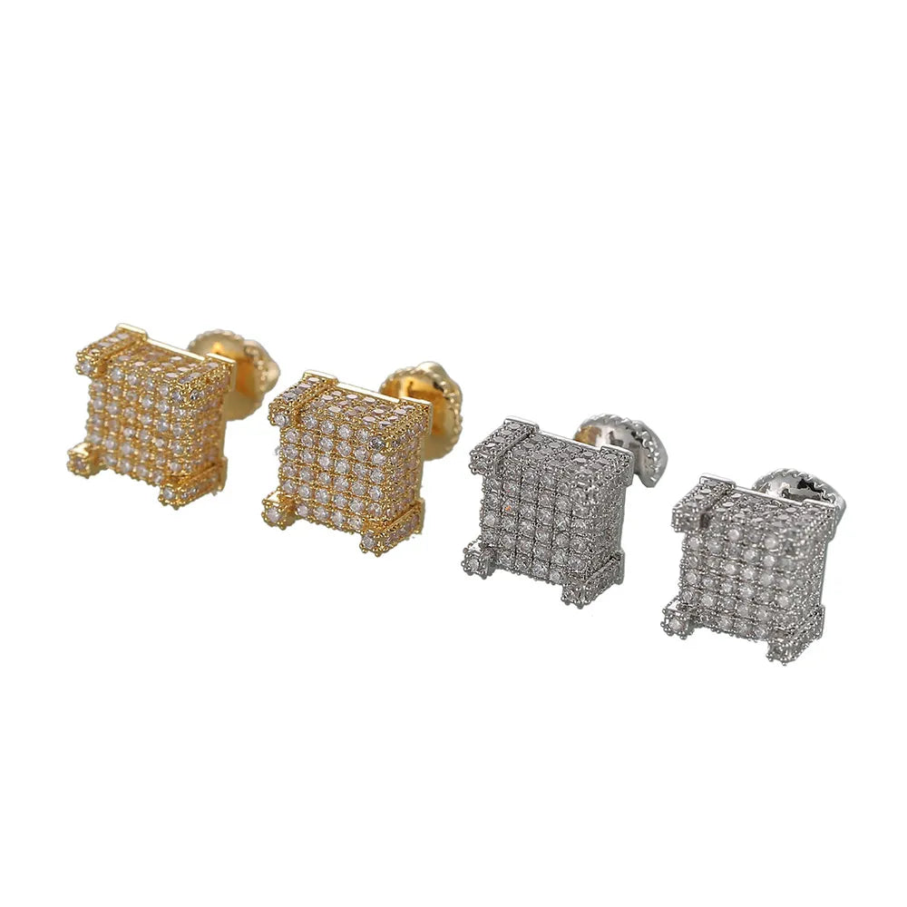 Iced Out Square Stud Earrings