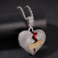 Iced Out Broken Heart Pendant
