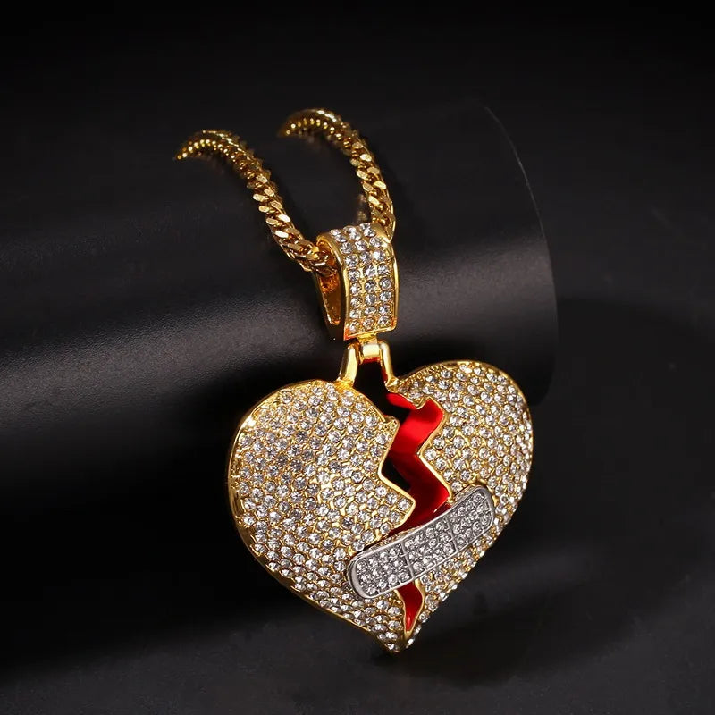 Iced Out Broken Heart Pendant