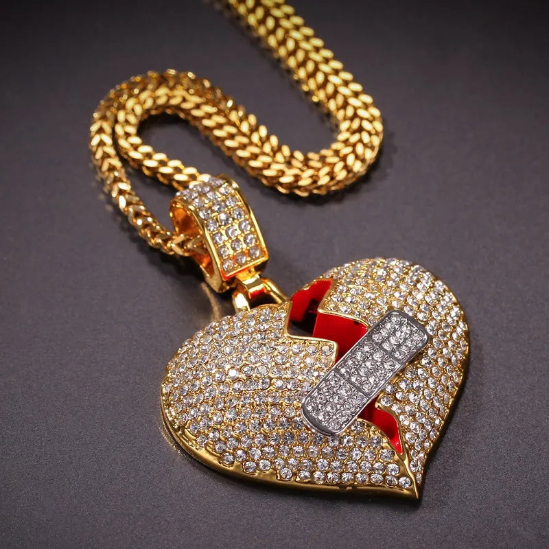 Iced Out Broken Heart Pendant