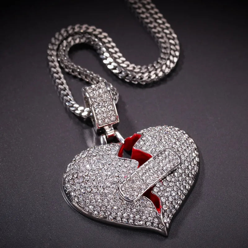 Iced Out Broken Heart Pendant