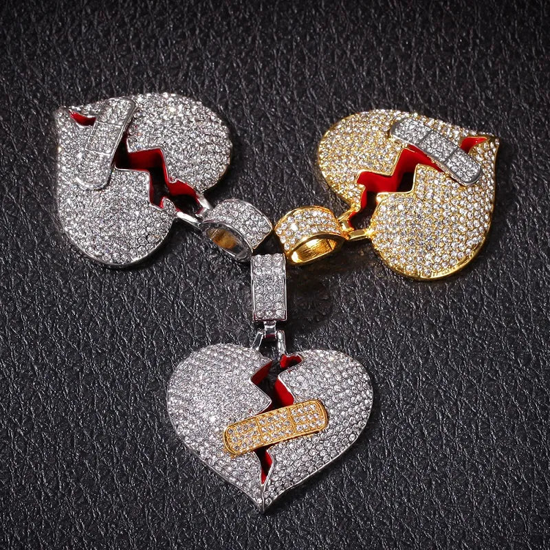 Iced Out Broken Heart Pendant