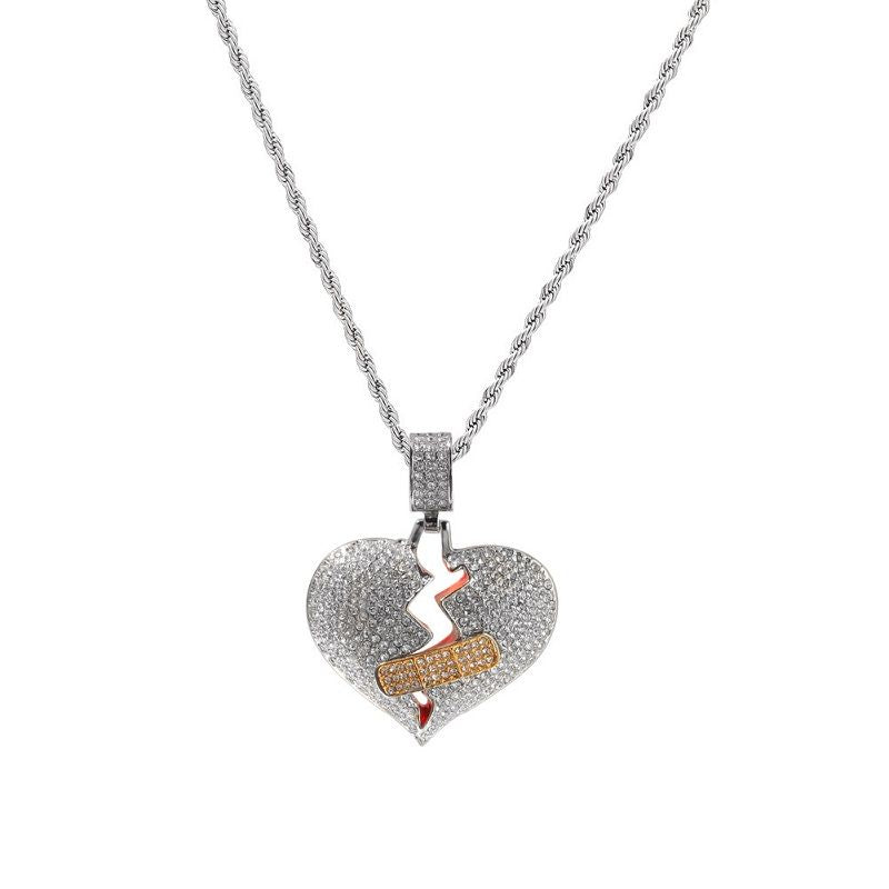 Iced Out Broken Heart Pendant