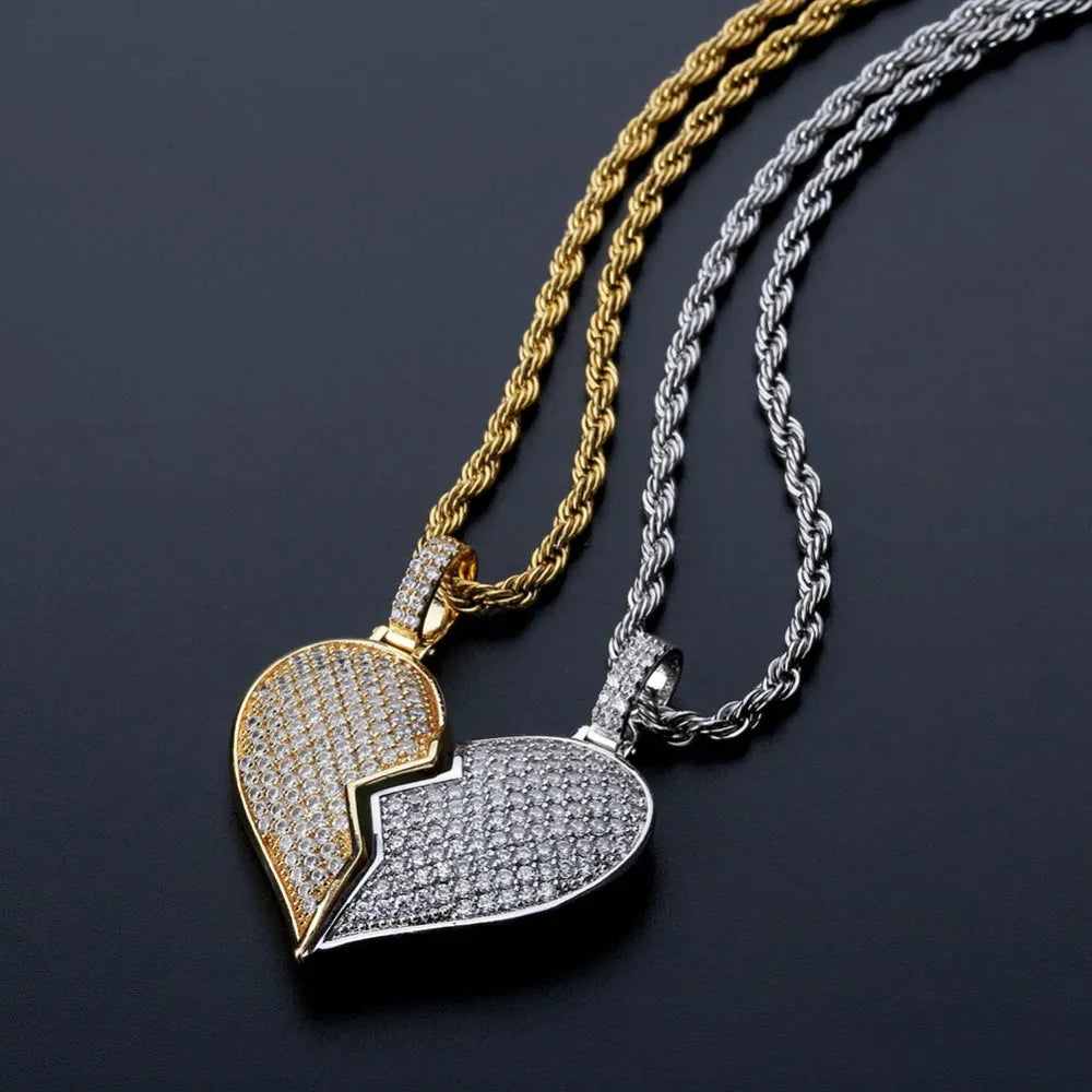 Iced Out 2-Piece Hearts for couples