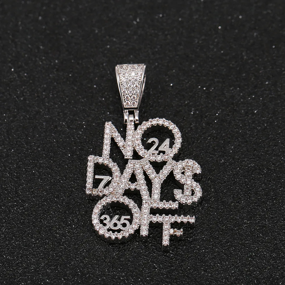 Iced Out No Days Off Pendant & Necklace – Gold or Silver