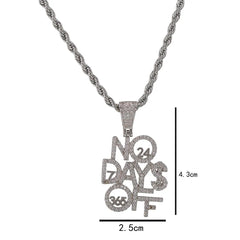 Iced Out No Days Off Pendant & Necklace – Gold or Silver