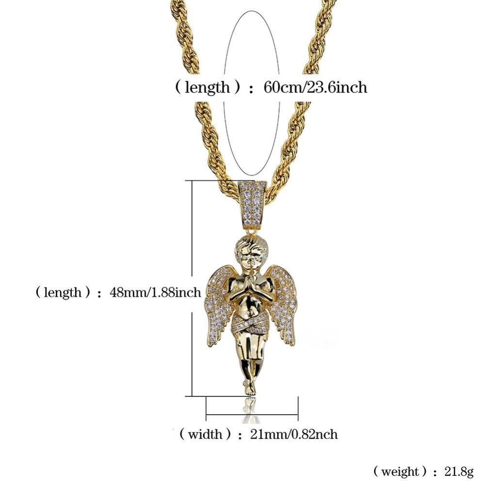 Iced Out Angel Pendant & Necklace
