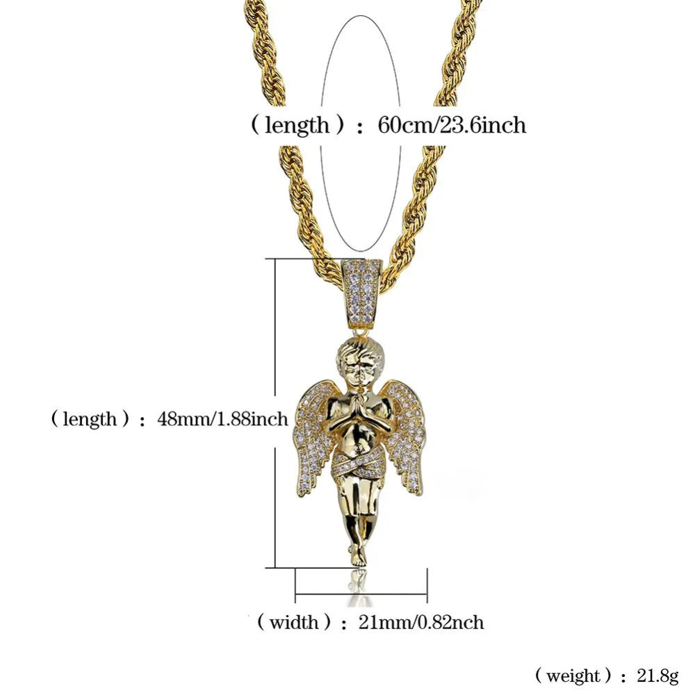 Iced Out Angel Pendant & Necklace