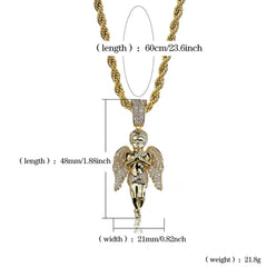 Iced Out Angel Pendant & Necklace