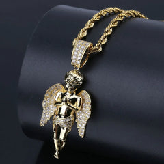 Iced Out Angel Pendant & Necklace