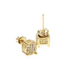 Iced Out Round Screw Back Earrings – Gold or Silver