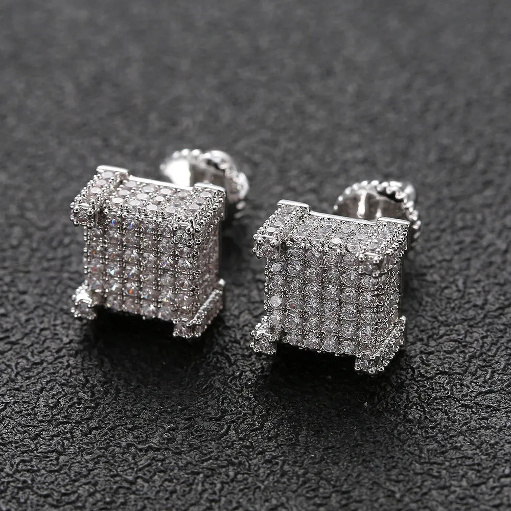 Iced Out Square Stud Earrings