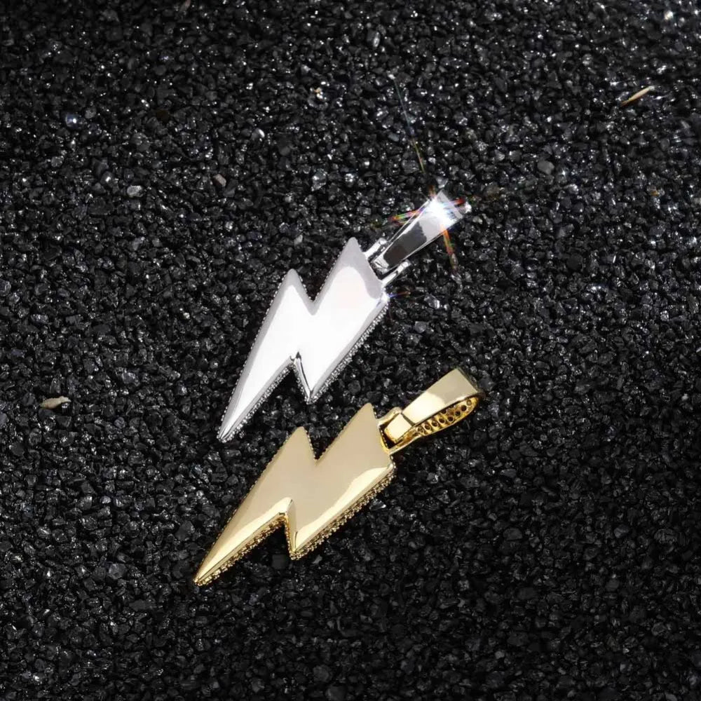 Iced Out Lightning Flash Pendant & Necklace