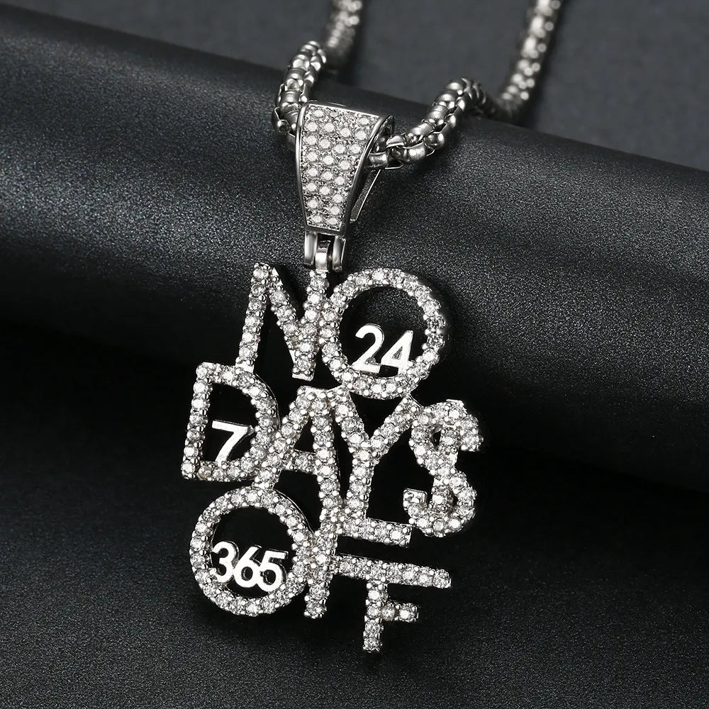 Iced Out No Days Off Pendant & Necklace – Gold or Silver