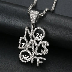 Iced Out No Days Off Pendant & Necklace – Gold or Silver