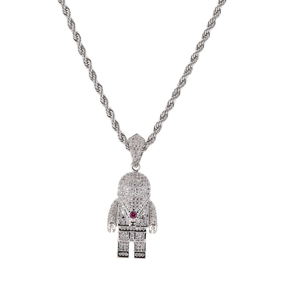 Iced Out Astronaut Pendant & Necklace