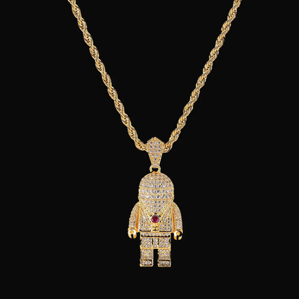 Iced Out Astronaut Pendant & Necklace